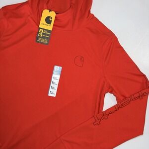 Carhartt Force Sun Defender Hoodie Womens Small UPF 50+ Orange Long Sleeve Hood